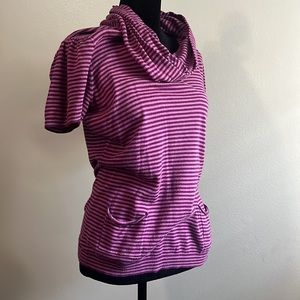 Purple and lavender horizontal striped sweater